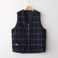 FLANNEL CHECK REVERSIBLE VEST #BLACK [FSC253-30128]