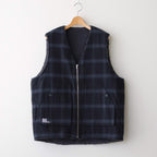 FLANNEL CHECK REVERSIBLE VEST #BLACK [FSC253-30128]