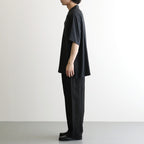 CUPRO TWILL OVERSIZED OPEN COLLAR SS SHIRT #BLACK [ST.1462]