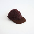 ウールヘリンボーン生地縮絨×レザー キャップ #BURGUNDY [HR-K601-051]