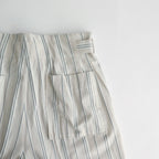 STRIPE BELTED WIDE LEG TROUSERS #IVORY [YK24SS0641P]