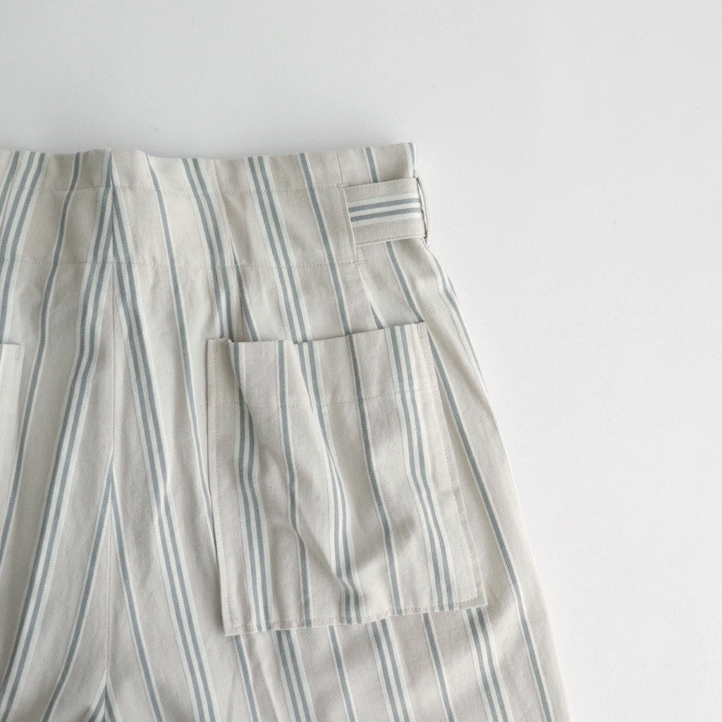 STRIPE BELTED WIDE LEG TROUSERS #IVORY [YK24SS0641P]