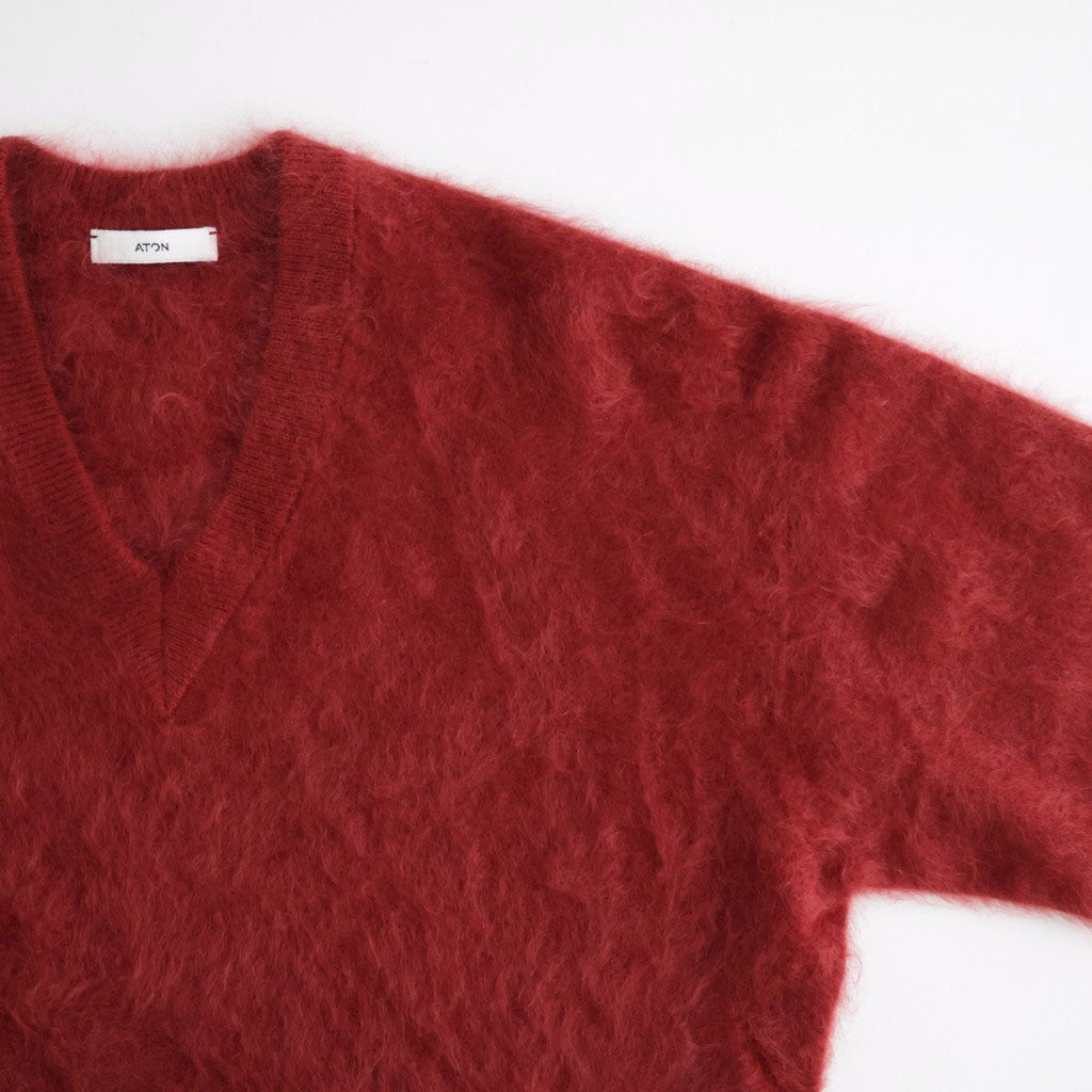 ROYAL CASHMERE FUR V NECK SWEATER #RED [KRAGLW0910]