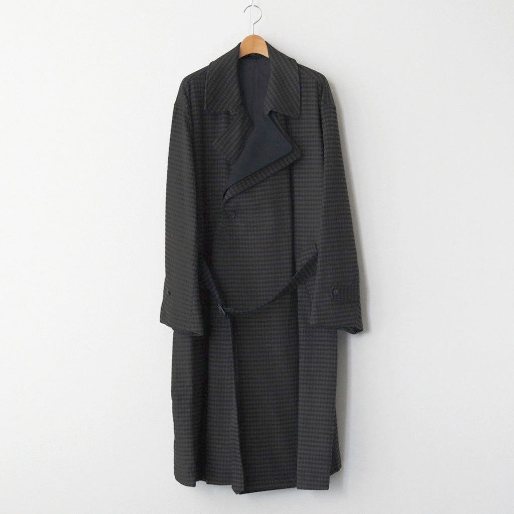 DOUBLE LAPELED DOUBLE BREASTED COAT #GINGHAM x BLACK [ST.603]