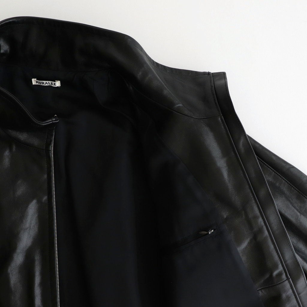 LAMB LEATHER ZIP BLOUSON #BLACK [A25AB01WX]