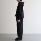 綿裏毛×エステル綿タフタ ジップパーカー #BLACK [HN-T011-051]