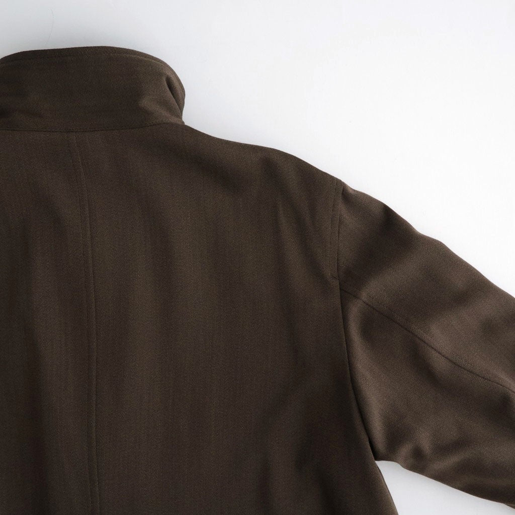 REVERSIBLE WOOL TWISTED TWILL / SHEEP LEATHER HALF COAT #BROWN CHAMBRAY × BLACK [A26AC01AN]
