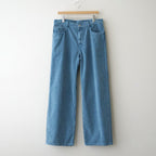 GARMENT-DYED FINX CORDUROY 5P WIDE PANTS #DUSTY BLUE [A26AP01FX]
