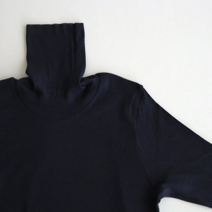 HIGH GAUGE SHEER RIB TURTLE NECK L/S TEE #NAVY [A00T02HF]