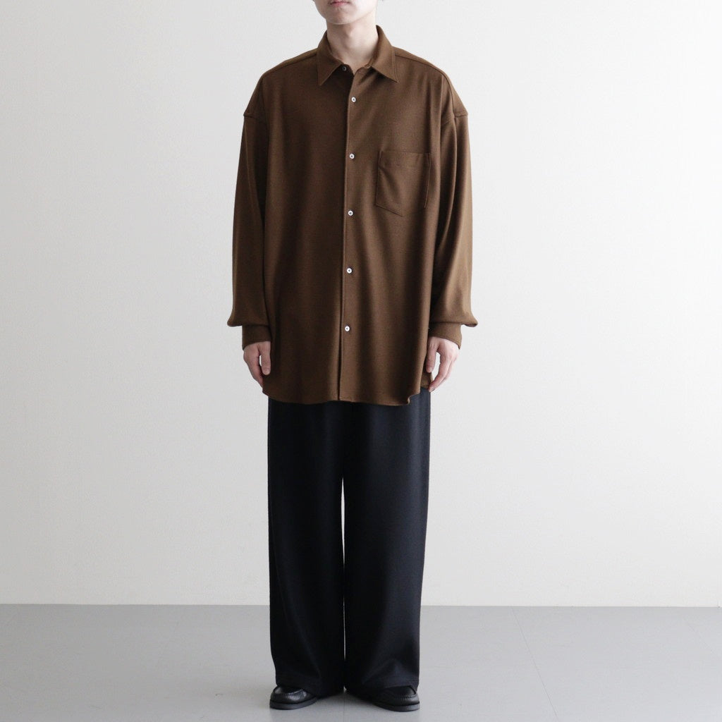 Wool Smooth Flannel Oversized Regular Collar Shirt #BROWN [GU253