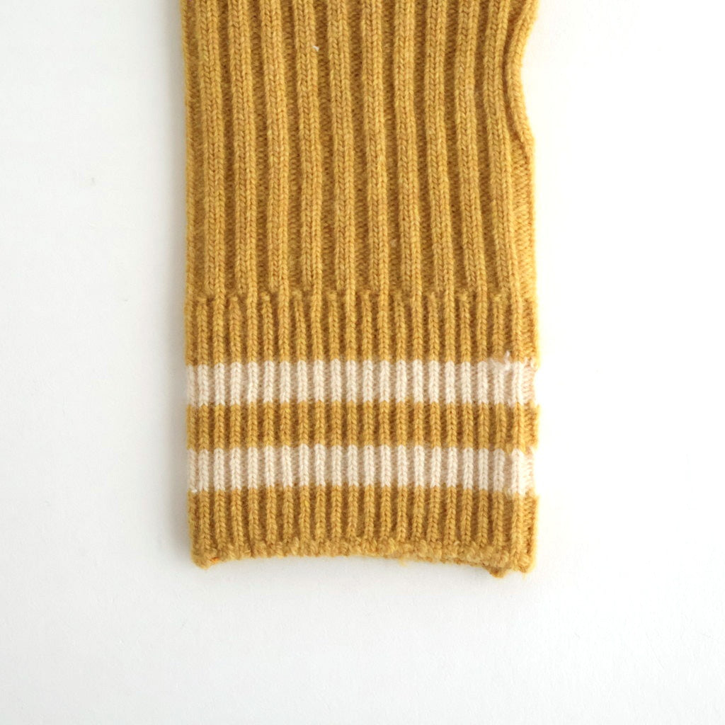 STRIPE SEAMLESS HAND WARMER ”MERINO LAMBS WOOL” #YELLOW [R5092-AW25]