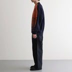 COLOR COMBINATION KNIT LS #ORANGE × NAVY [ST.713]