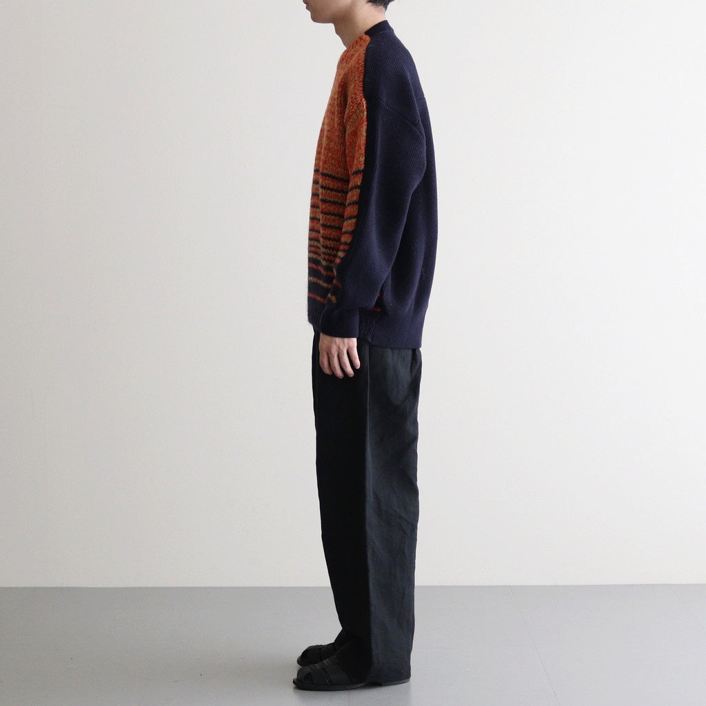 COLOR COMBINATION KNIT LS #ORANGE × NAVY [ST.713]