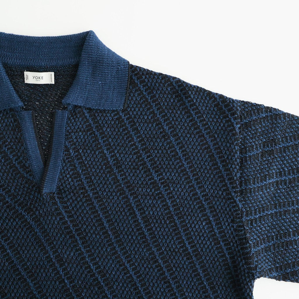 Diagonal Knit Skipper Shirt #NAVY [YK26SS01251S]