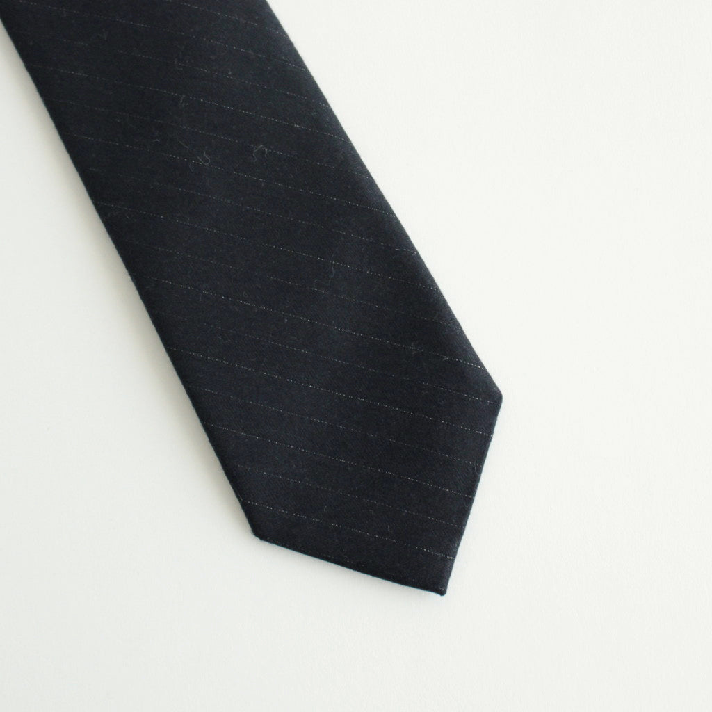 WOOL FULLING FLANNEL STRIPE TIE #TOP DARK NAVY [A24AT06HC]