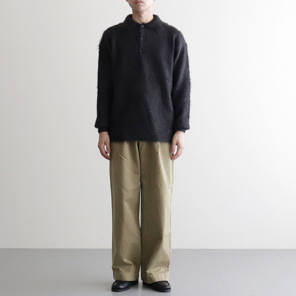 BRUSHED SUPER KID MOHAIR KNIT POLO #INK BLACK [A25AP01KM]