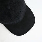 ウールヘリンボーン生地縮絨×レザー キャップ #CHARCOAL [HR-K601-051]
