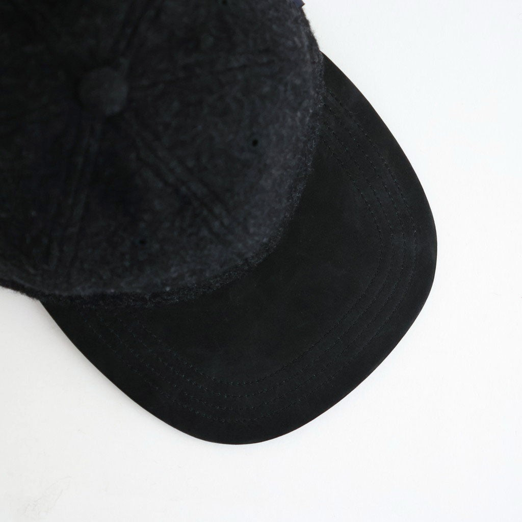 ウールヘリンボーン生地縮絨×レザー キャップ #CHARCOAL [HR-K601-051]