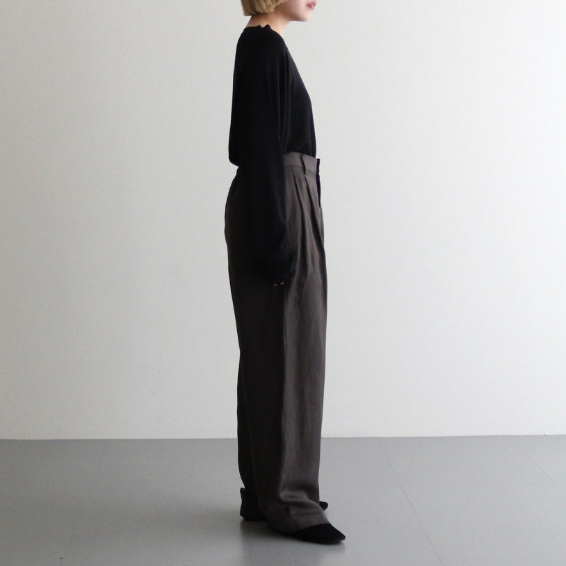 VIS/LI TWILL WIDE EASY TROUSERS #KHAKI [ST.1156]