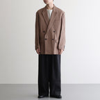 PAPER KERSEY SIDE OPEN DOUBLE-BREASTED JACKET #TAUPE [YK21SS0186J]