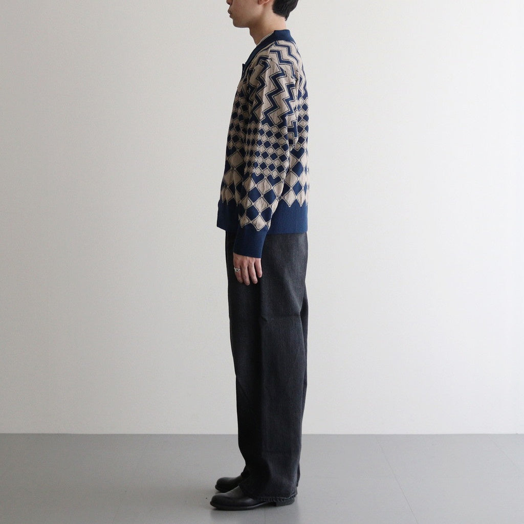 KUBA KNIT SWEATER #NAVY & BEIGE [2541000601]