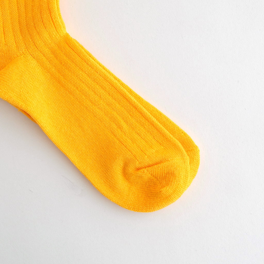 LINEN COTTON RIBBED CREW SOCKS #SUN YELLOW [R1461-SS26]