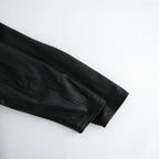 REVERSIBLE WOOL TWISTED TWILL / SHEEP LEATHER HALF COAT #BROWN CHAMBRAY × BLACK [A26AC01AN]