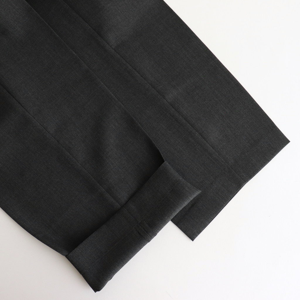 WOOL KID MOHAIR HOP SACK ONE-TUCK SLACKS #TOP CHARCOAL [A25SS05MH]