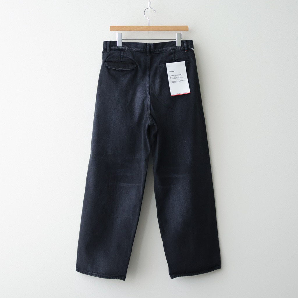 Selvage Denim Two Tuck Pants #BLACK_DARK FADE [GU261-40061DB]