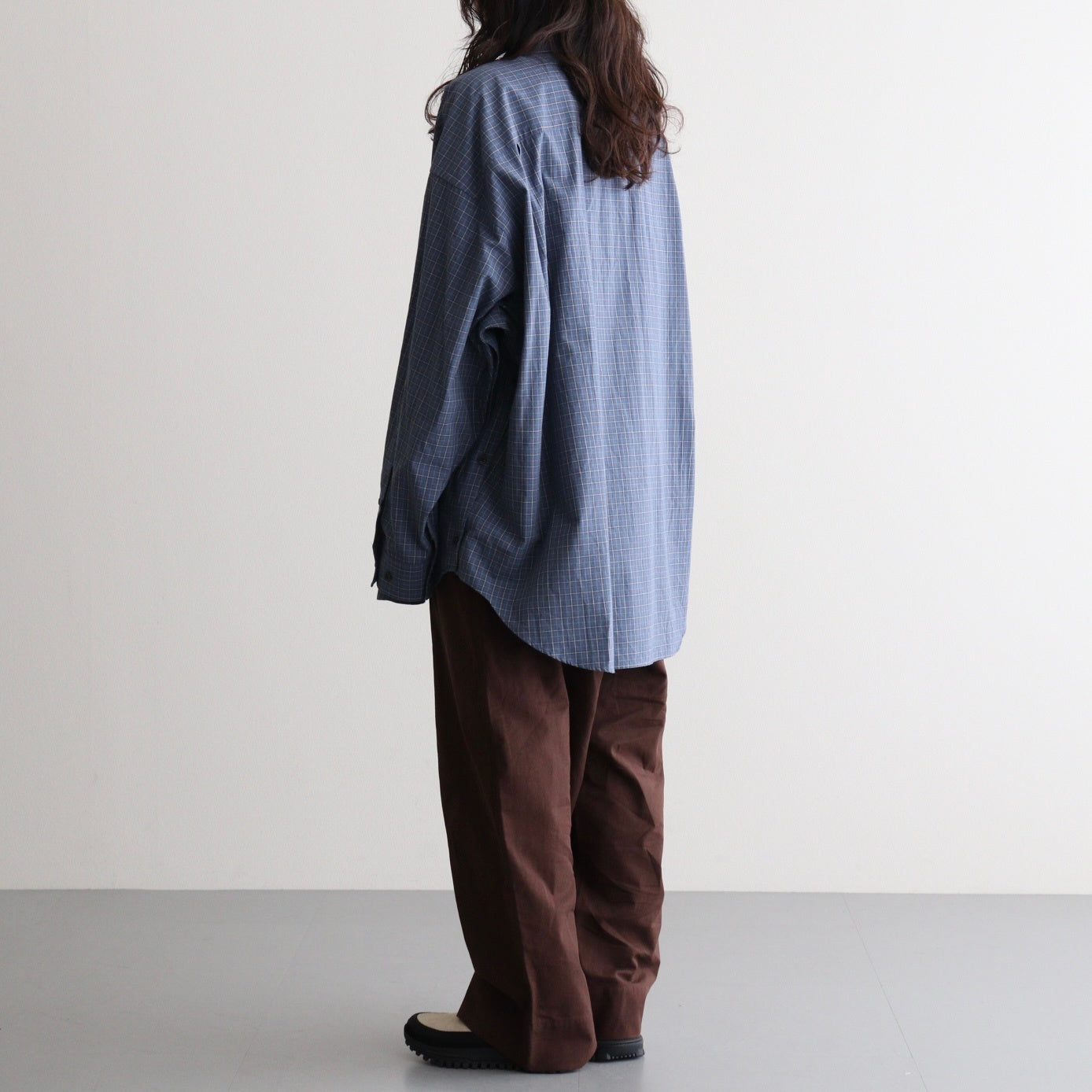 Cotton Check Cape Shirt #BLUE [I26SS-SH101A]