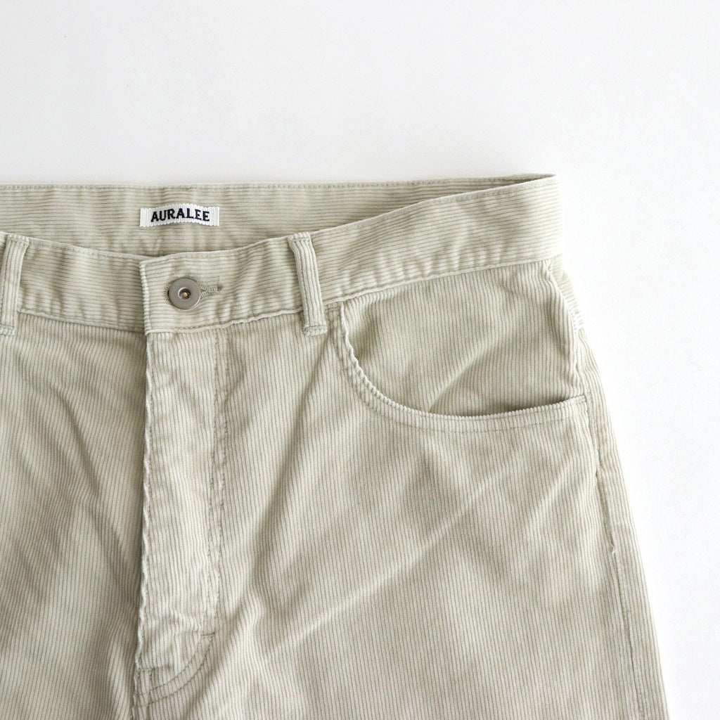 PIGMENT DYE FINX CORDUROY WIDE 5P PANTS #WHITE KHAKI [A25SP01PD]