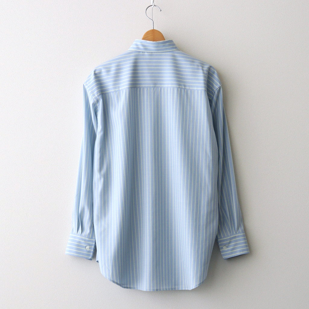 SUPER FINE WOOL STRIPE SHIRT #SAX BLUE LIME STRIPE [A26SS02WW]