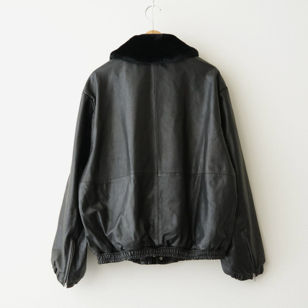 MOUTON COLLAR CALF ZIP JACKET #BLACK [ST.1549]