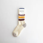 COARSE RIBBED OLDSCHOOL CREW SOCKS #BORDEAUX/YELLOW [R1255-AW25]