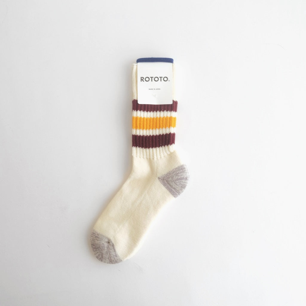 COARSE RIBBED OLDSCHOOL CREW SOCKS #BORDEAUX/YELLOW [R1255-AW25]