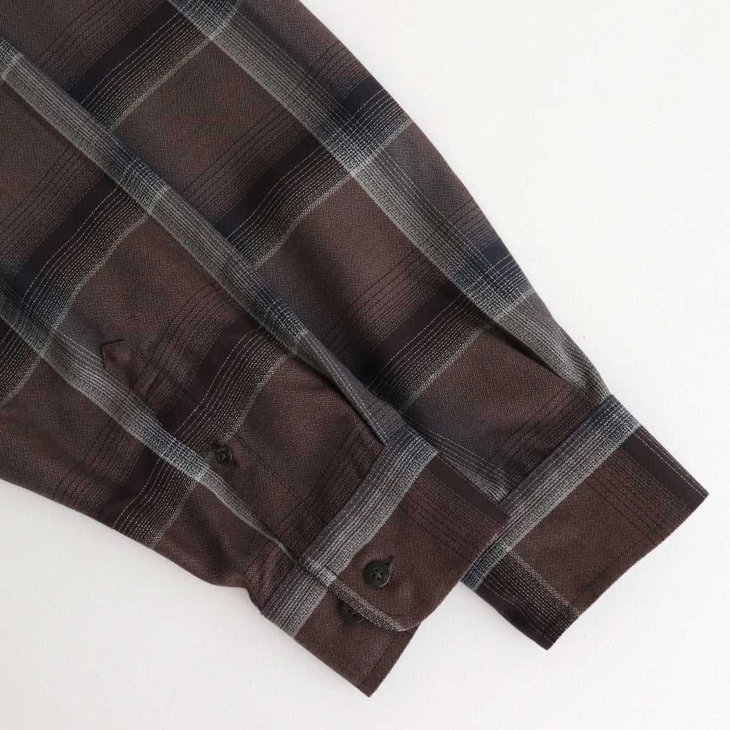OMBRE PLAID SHIRTS LOOSE FIT #DARK PURPLE [2541000504]