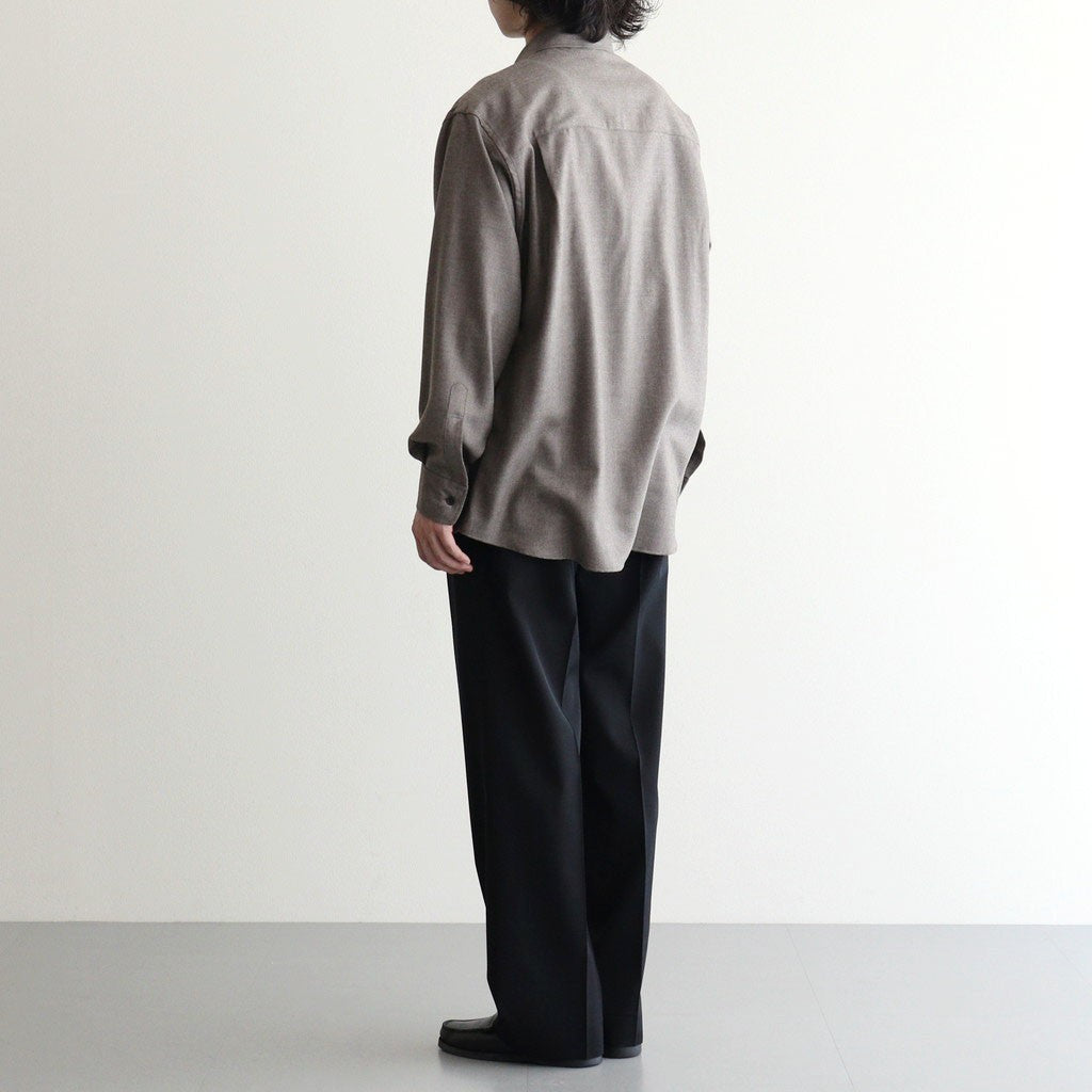 LIGHT WOOL MAX GABARDINE TWO-TUCK SLACKS #TOP BLACK [A26AP03MG]