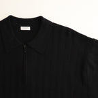 Rib Pattern Half Zip Polo #Black [2501-012]