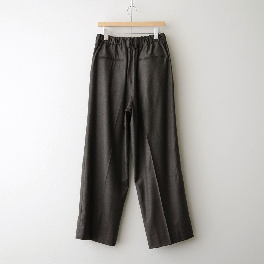 EXTRA FINE WOOL EASY LONG WIDE TROUSERS #CHARCOAL BROWN [ST.1612]