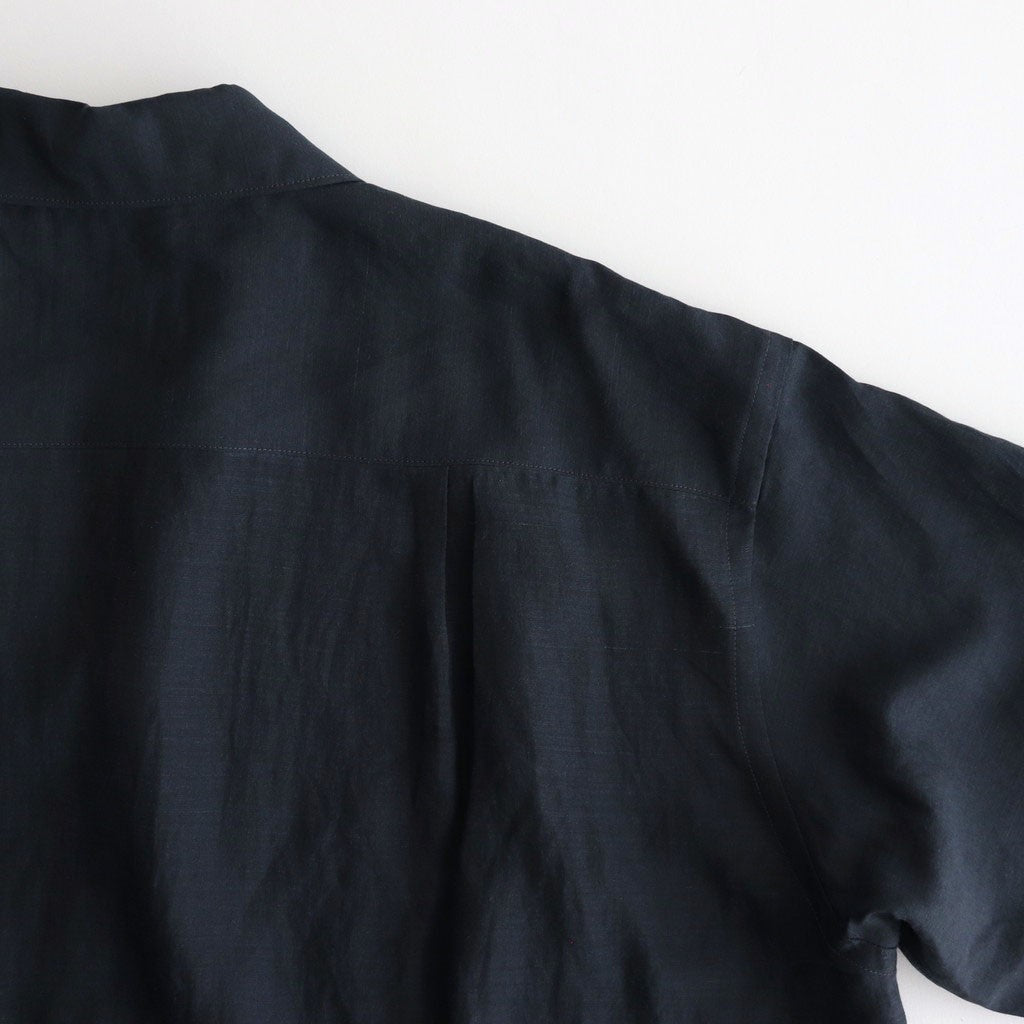 EMBROIDERY OPEN COLLAR SHIRT #NAVY [YK25SS001004SH]