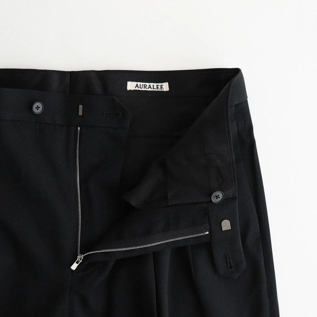 LIGHT WOOL MAX GABARDINE TWO-TUCK SLACKS #TOP BLACK [A26AP03MG]