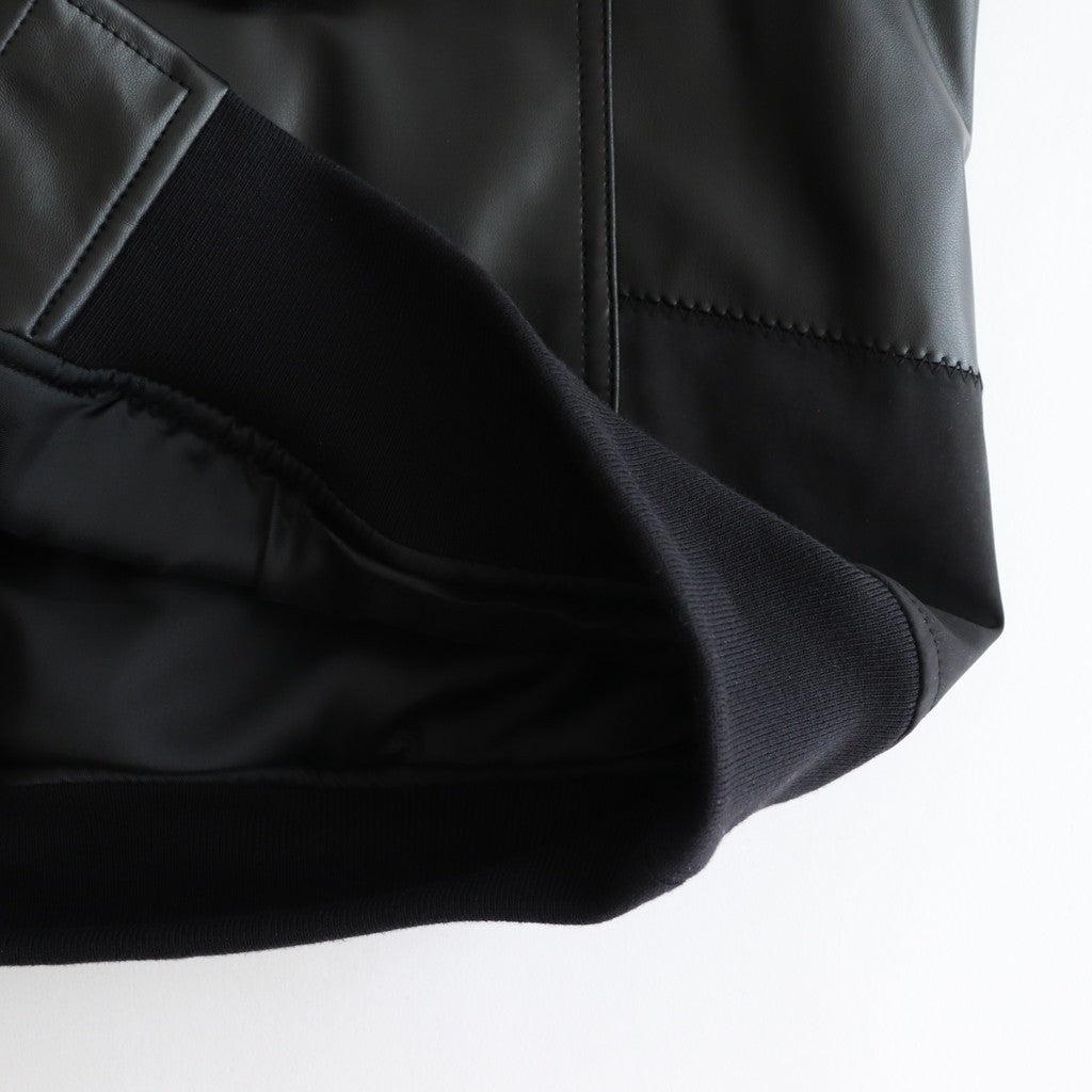 合皮MIXジップブルゾン #BLACK [HP-J011-051]