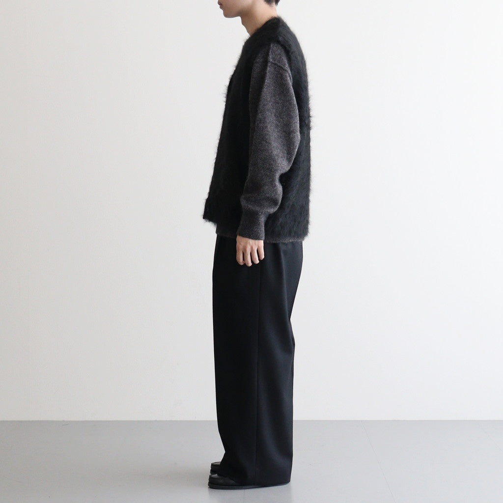 CASHMERE SHAGGY KNIT VEST #BLACK [ST.1309]