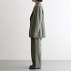 BLUEFACED WOOL TWO-TUCK SLACKS #OLIVE GRAY STRIPE [A26AP04BS]