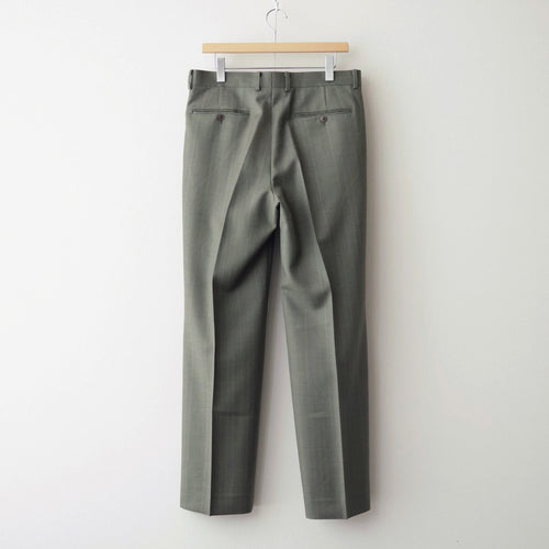 BLUEFACED WOOL TWO-TUCK SLACKS #OLIVE GRAY STRIPE [A26AP02BS]