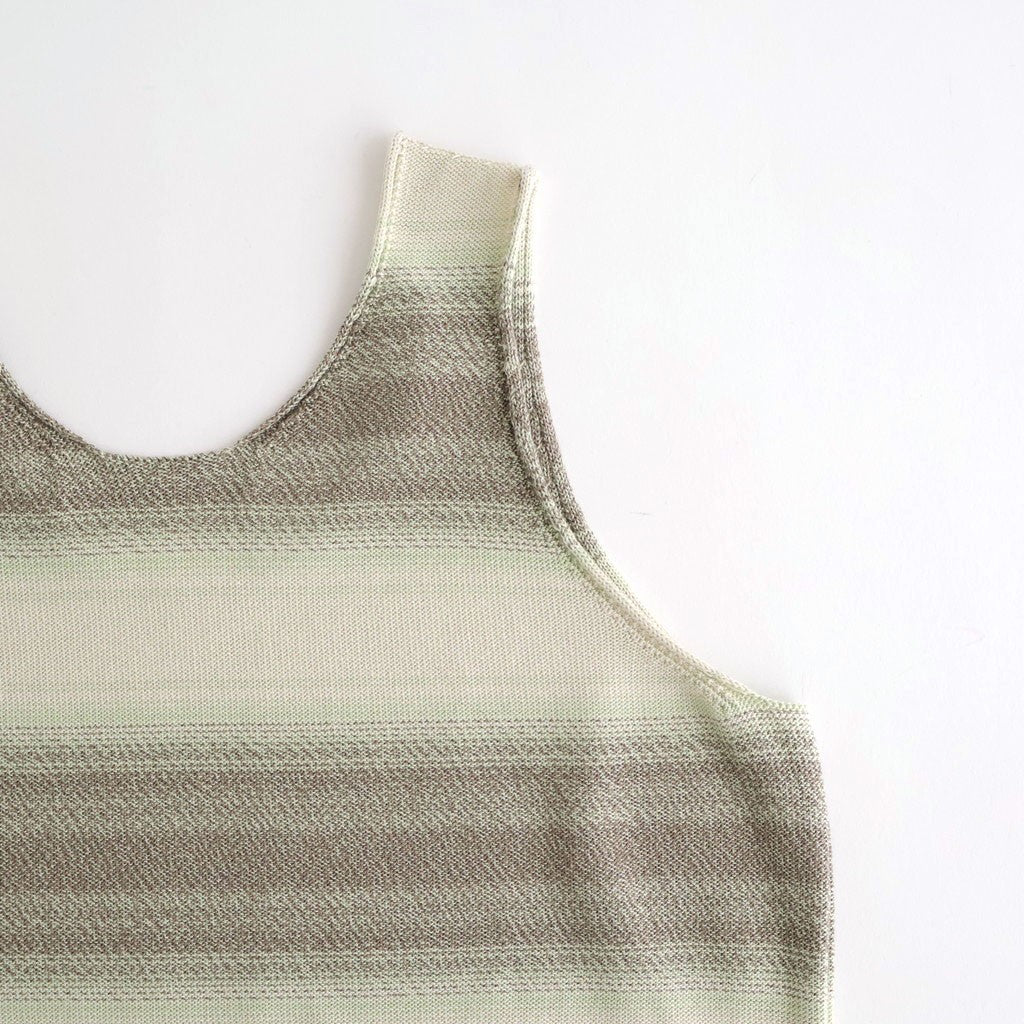 COTTON SILK GRADIENT STRIPE KNIT DRESS #LIME GRAY STRIPE [A26SD03GB]