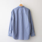 綿ストライプ ギャザーシャツ #NAVY×WHITE [HO-B006-051]