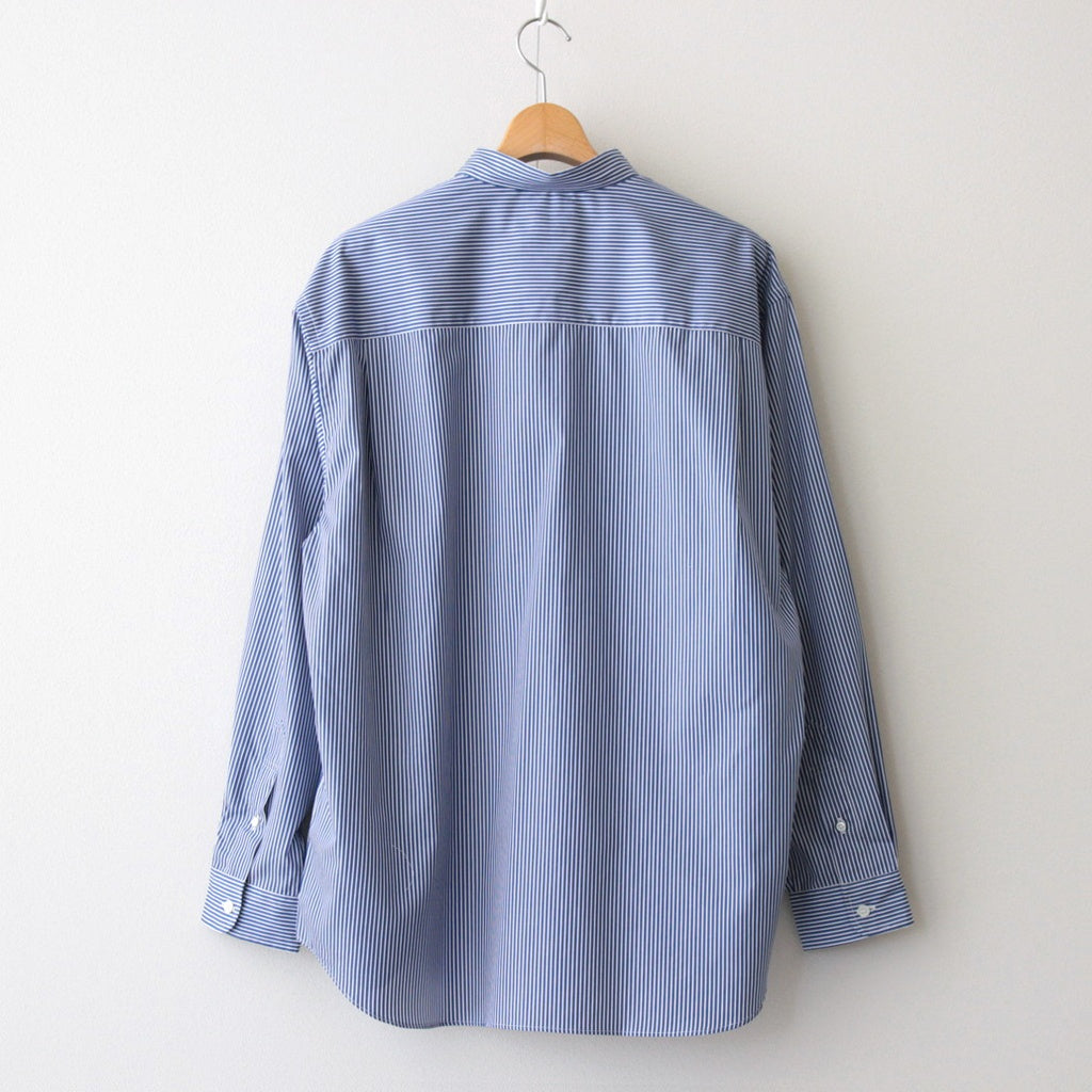 綿ストライプ ギャザーシャツ #NAVY×WHITE [HO-B006-051]