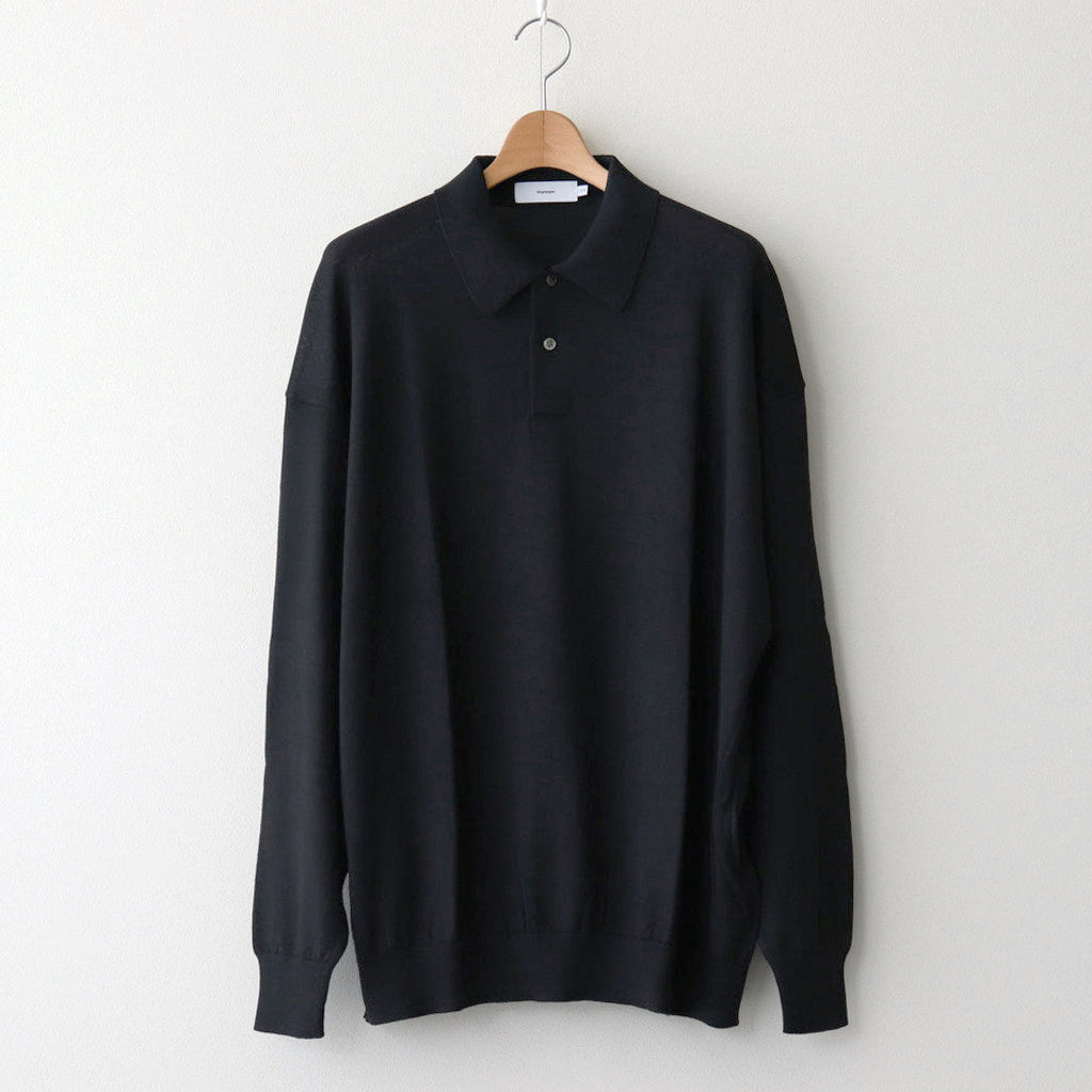 High Gauge Knit Oversized L/S Polo #BLACK [GM243-80315B]