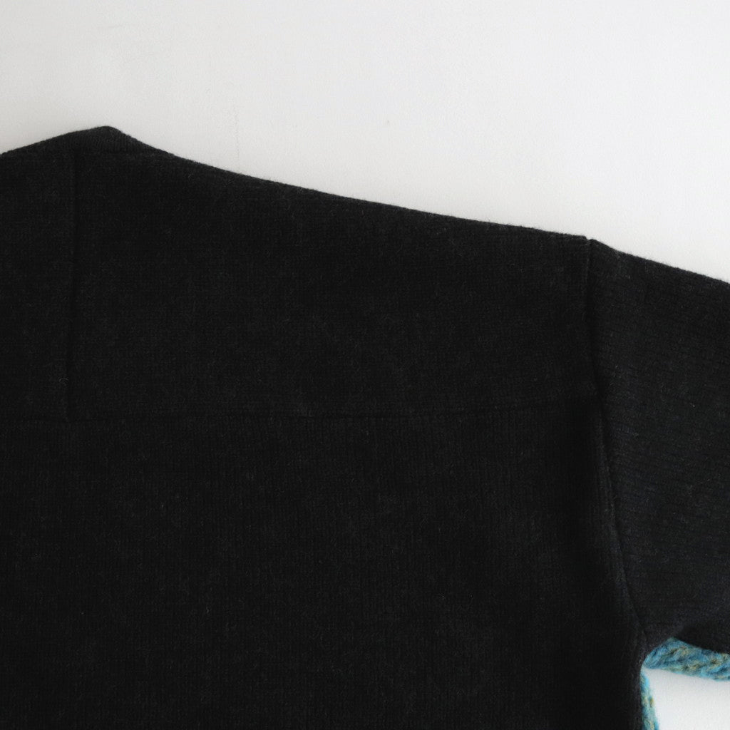 COLOR COMBINATION KNIT LS #BLUE × CHARCOAL [ST.713]